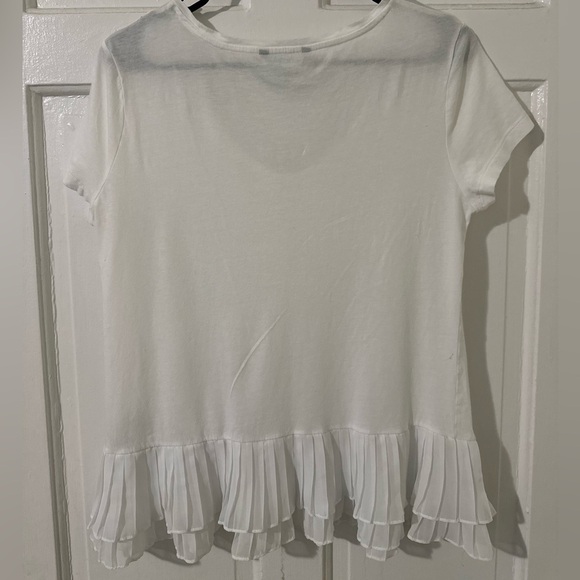 Banana Republic White Short Sleeve Top with Pleated Hem - Picture 4 of 4
